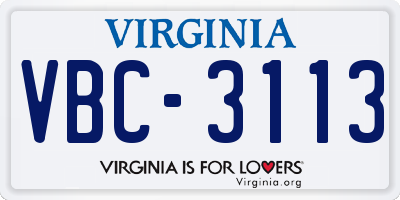 VA license plate VBC3113