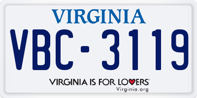 VA license plate VBC3119