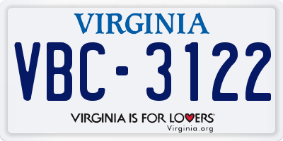 VA license plate VBC3122