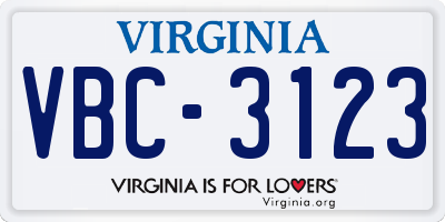 VA license plate VBC3123