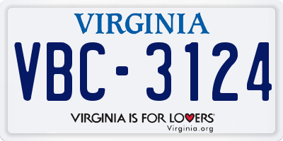 VA license plate VBC3124
