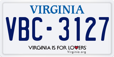 VA license plate VBC3127