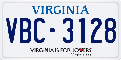 VA license plate VBC3128