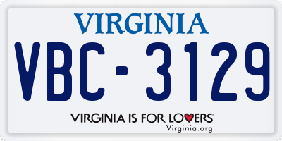 VA license plate VBC3129