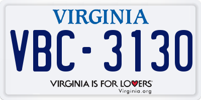 VA license plate VBC3130