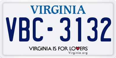 VA license plate VBC3132