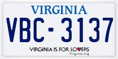 VA license plate VBC3137