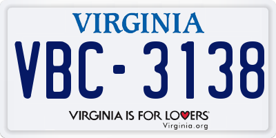 VA license plate VBC3138