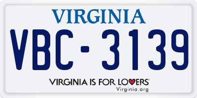 VA license plate VBC3139