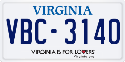 VA license plate VBC3140