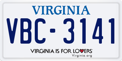 VA license plate VBC3141