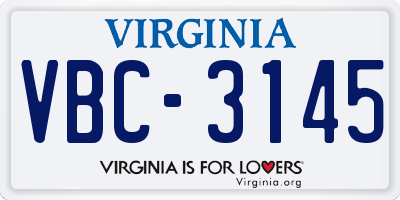 VA license plate VBC3145