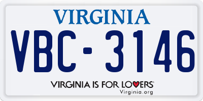 VA license plate VBC3146