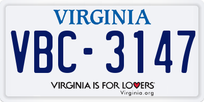 VA license plate VBC3147