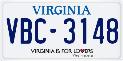 VA license plate VBC3148