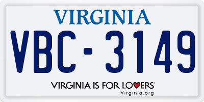 VA license plate VBC3149