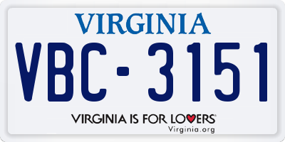 VA license plate VBC3151