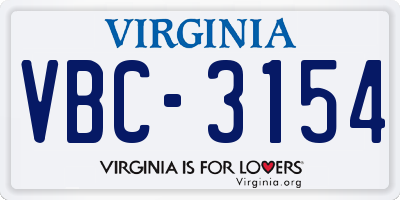 VA license plate VBC3154