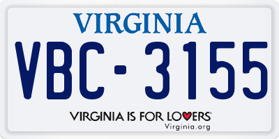 VA license plate VBC3155
