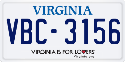 VA license plate VBC3156