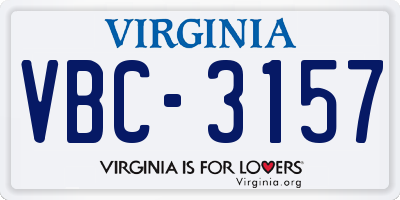 VA license plate VBC3157