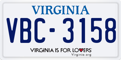 VA license plate VBC3158