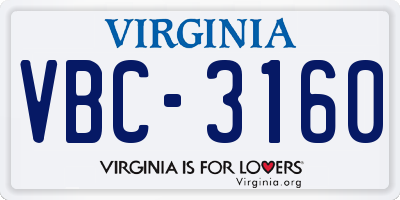 VA license plate VBC3160