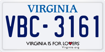 VA license plate VBC3161