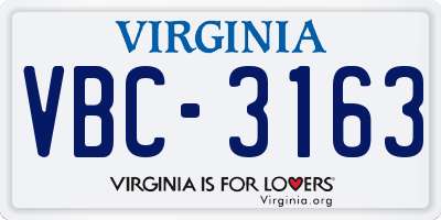 VA license plate VBC3163