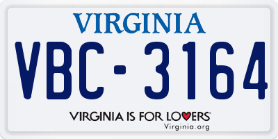 VA license plate VBC3164
