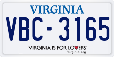 VA license plate VBC3165
