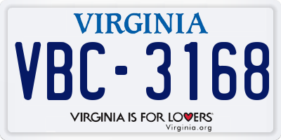 VA license plate VBC3168