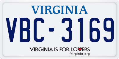 VA license plate VBC3169