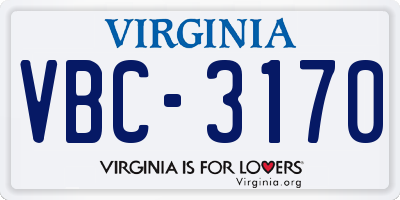 VA license plate VBC3170