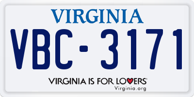 VA license plate VBC3171