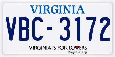 VA license plate VBC3172