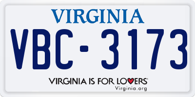 VA license plate VBC3173