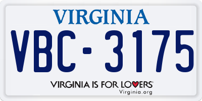 VA license plate VBC3175