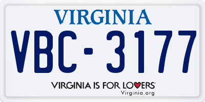 VA license plate VBC3177