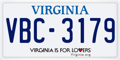 VA license plate VBC3179