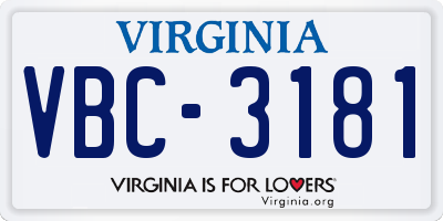 VA license plate VBC3181