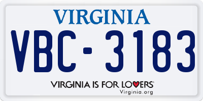 VA license plate VBC3183