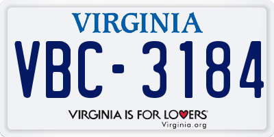 VA license plate VBC3184