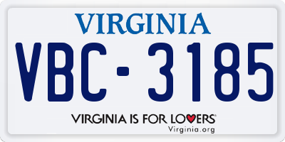 VA license plate VBC3185