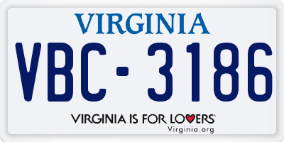 VA license plate VBC3186