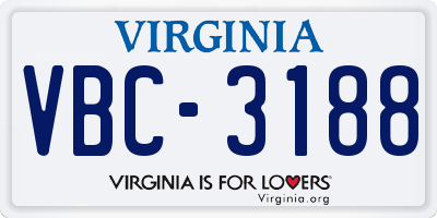 VA license plate VBC3188