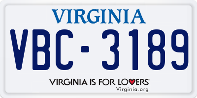 VA license plate VBC3189