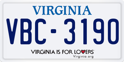 VA license plate VBC3190