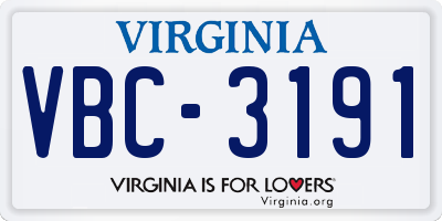 VA license plate VBC3191