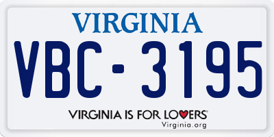VA license plate VBC3195